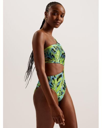 Ted Baker Alfieea Abstract Print Cutout Swimsuit - Multicolour