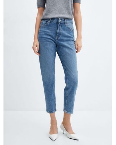 Mango New Mom Cropped Jeans - Blue