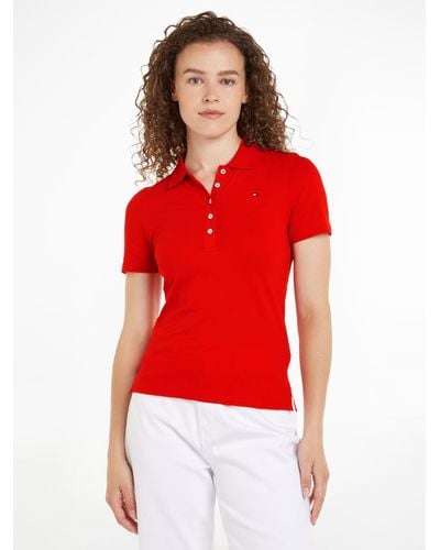 Tommy Hilfiger Slim Pique Polo T-shirt - Red