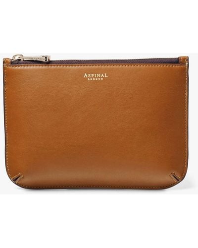 Aspinal of London Medium Ella Smooth Leather Pouch - Brown