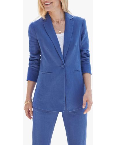 Pure Collection Linen Blazer - Blue