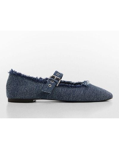 Mango Deli Flat Denim Court Shoes - Blue