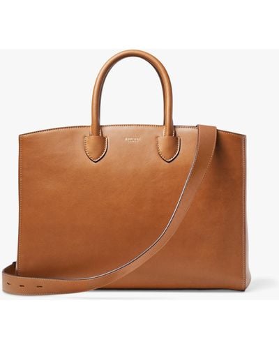 Aspinal of London Madison Smooth Leather Tote Handbag - Brown