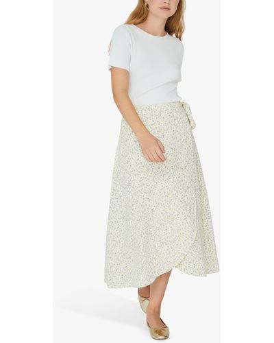 A-View Peony Wrap Midi Skirt - White