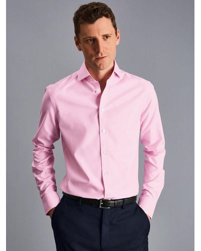 Charles Tyrwhitt Cutaway Collar Non-iron Twill Slim Fit Shirt - Pink