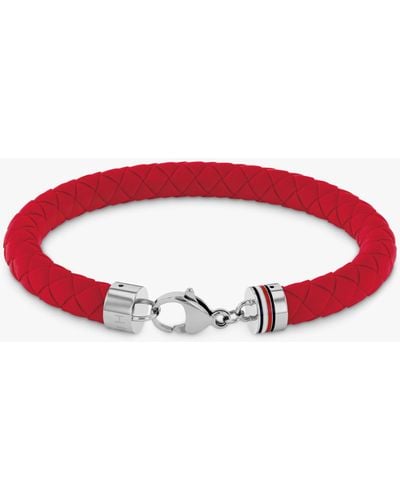 Tommy Hilfiger Braided Silicone Bracelet - Red