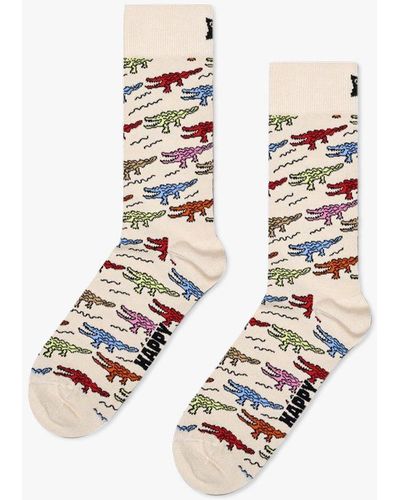 Happy Socks Crocodile Socks - White