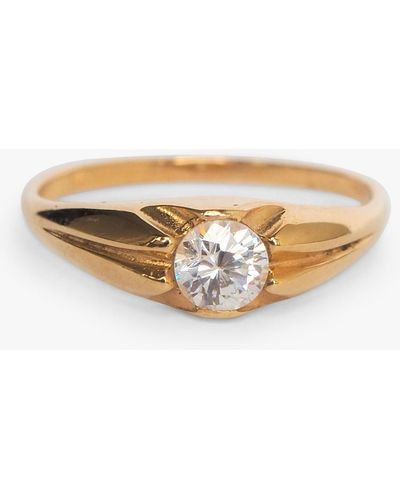 L & T Heirlooms Second Hand 9ct Yellow Gold Cubic Zirconia Gypsy Ring - Natural