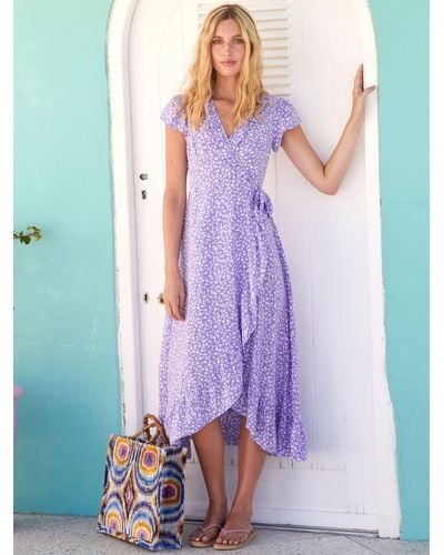 Aspiga Demi Floral Print Wrap Midi Dress - Purple