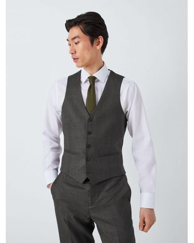 John Lewis Super 100's Birdseye Regular Suit Waistcoat - Grey