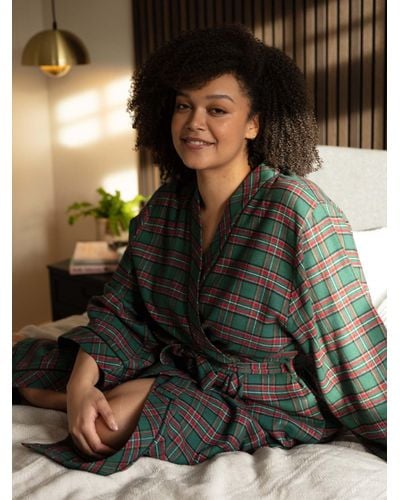 Cyberjammies Whistler Check Long Dressing Gown - Black