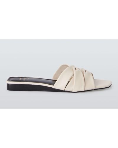 John Lewis Lopez Leather Ruched Interwoven Mule Sandals - White