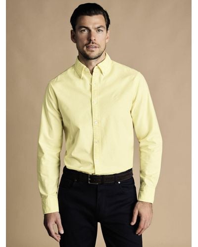 Charles Tyrwhitt Slim Fit Washed Oxford Shirt - Natural
