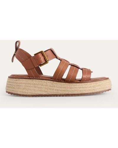 Boden Leather Flatform Sandals - Brown