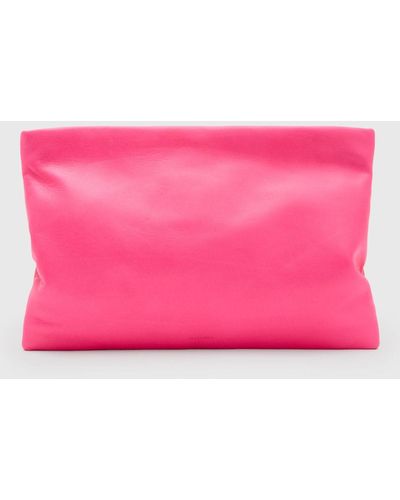 AllSaints Bettina Soft Leather Clutch Bag - Pink