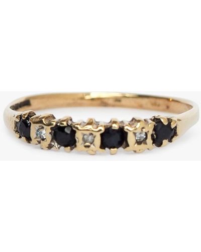 L & T Heirlooms Second Hand 9ct Yellow Gold Diamond And Sapphire Eternity Ring - Metallic