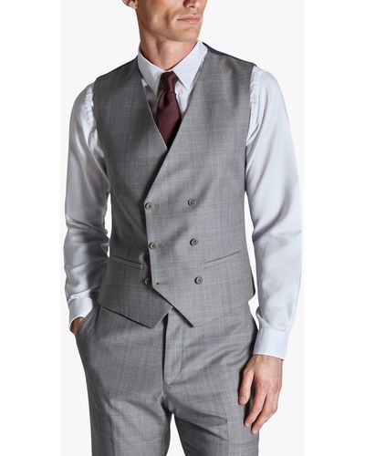 Ted Baker Soft Check Wool Blend Slim Fit Waistcoat - Grey