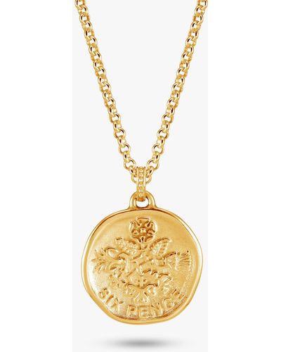 Dower & Hall Lucky Sixpence Talisman Pendant Necklace - Metallic
