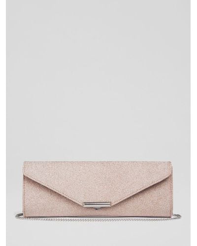 LK Bennett Lucille Chain Strap Envelope Clutch Bag - Pink