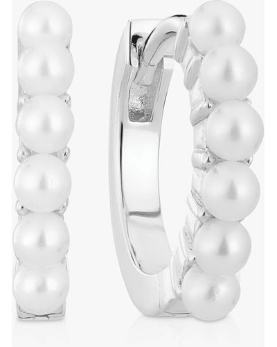 Sif Jakobs Jewellery Small Pearl Hoop Earrings - White