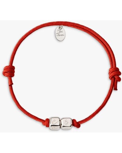 Merci Maman Personalised 2 Dice Braided Bracelet - Red