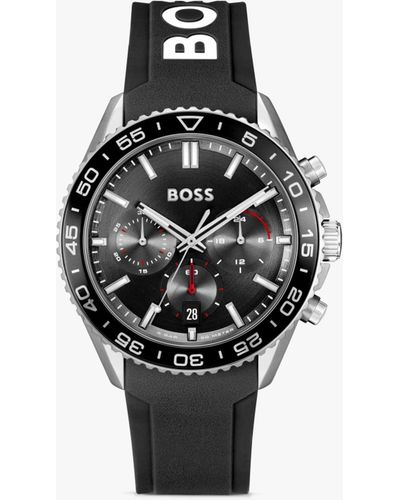 BOSS Runner Silicone Strap Watch - Black