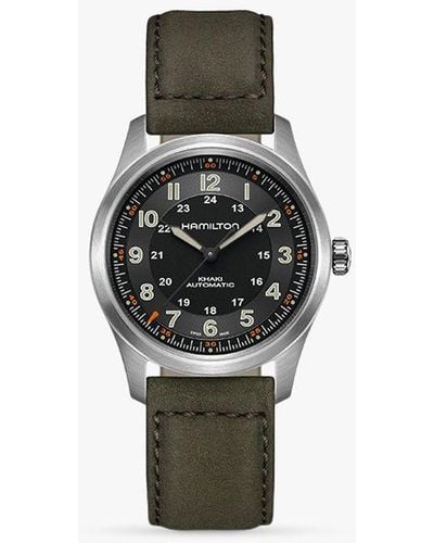 Hamilton H70205830 Khaki Field Titanium Automatic Leather Strap Watch - White