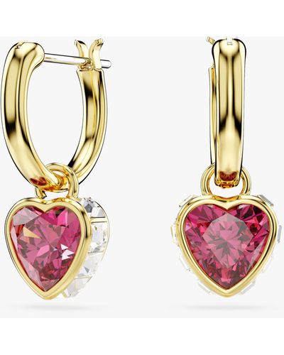 Swarovski Chroma Crystal Heart Drop Earrings - Pink