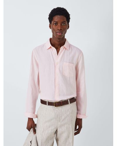 John Lewis Linen Long Sleeve Shirt - Pink
