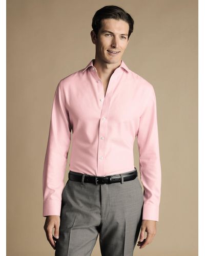 Charles Tyrwhitt Non-iron Mayfair Textured Dobby Weave Shirt - Pink