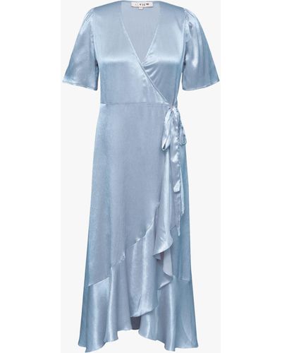 A-View Camilja Satin Wrap Dress - Blue