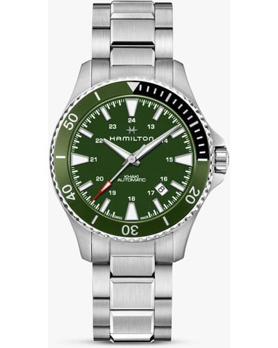 Hamilton H82375161 Khaki Navy Scuba Date Automatic Bracelet Strap Watch - Green