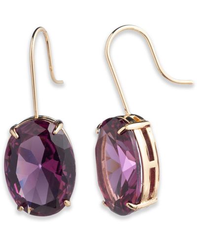 Ralph Lauren Lauren Oval Stone Drop Earrings - Purple