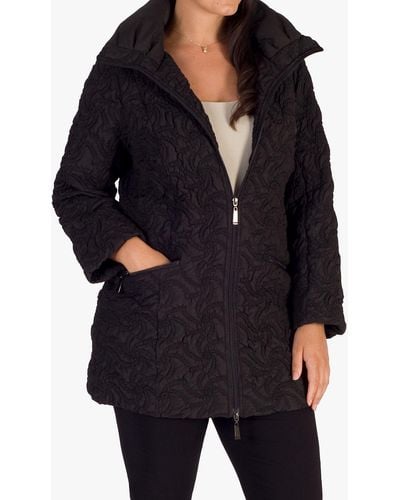Chesca Squiggle Embroidered Quilted Coat - Black