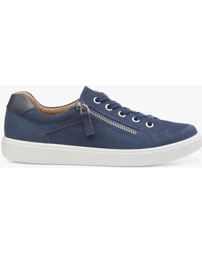 Hotter Chase Ii Suede Zip And Go Trainers - Blue