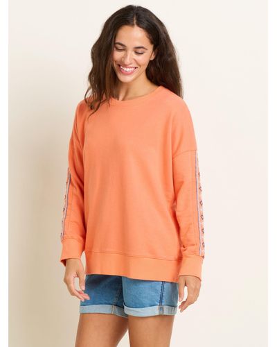 Brakeburn Embroidered Crew Neck Sweatshirt - Orange