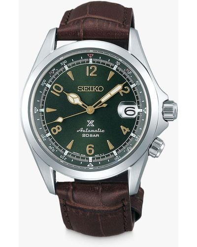 Seiko Spb121j1 Prospex Alpinist 2020 Automatic Date Leather Strap Watch - Multicolour