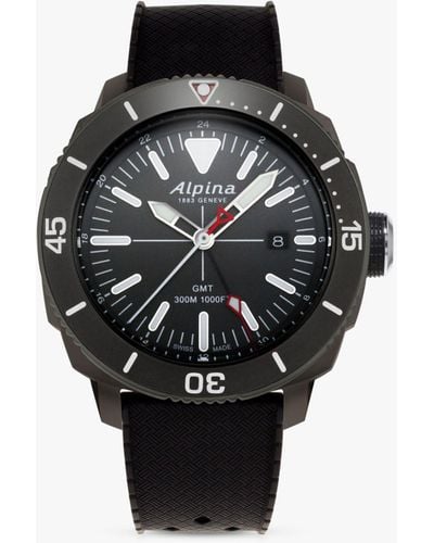 Alpina AL-247LGG4TV6 Seastrong Diver Gmt Date Rubber Strap Watch - Black