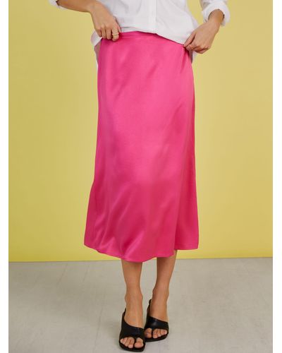 Baukjen Lilianna Satin Slip Midi Skirt - Pink