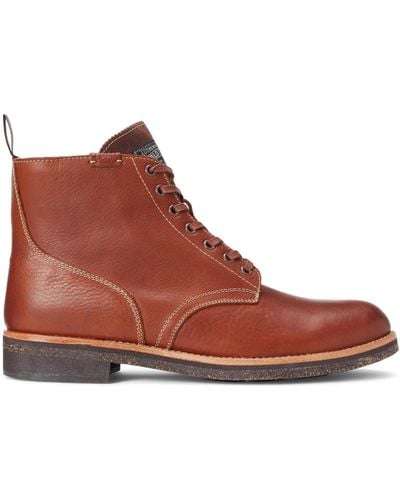 Ralph Lauren Tumbled Leather Boots - Brown