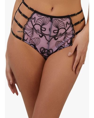 Playful Promises Jessie Whip Embroidery High Waist Knickers - Pink