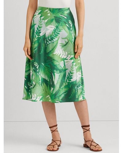 Ralph Lauren Lauren Sharae Palm Print A-line Skirt - Green
