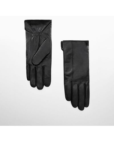 Mango Ofelia Leather Gloves - Black