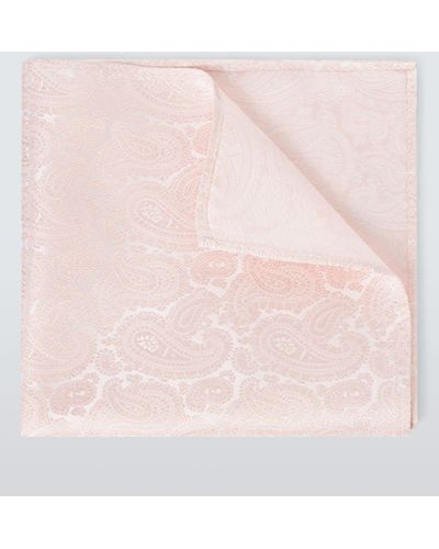 John Lewis Silk Paisley Pocket Square - Pink