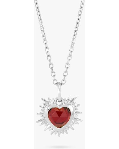 Rachel Jackson Personalised Electric Love Birthstone Heart Sterling Silver Necklace - White