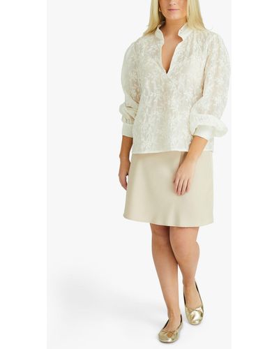 A-View Linda Floral Embroidered Blouse - White