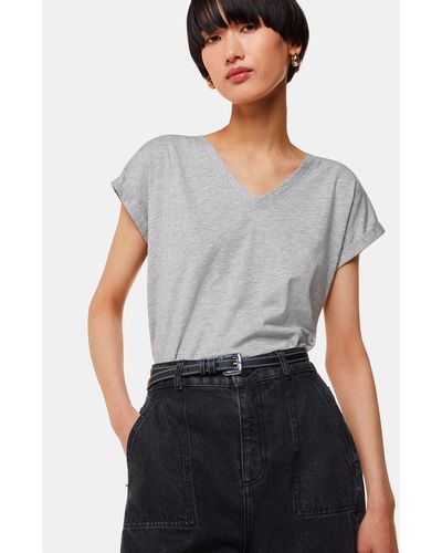 Whistles Willa V-neck Cap Sleeve Tee - Grey