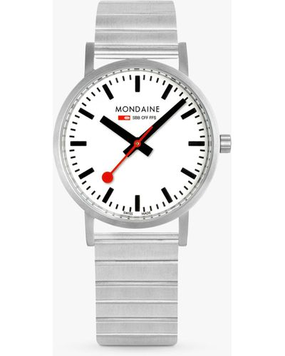 Mondaine A660 Classic Metal Bracelet Strap Watch - White