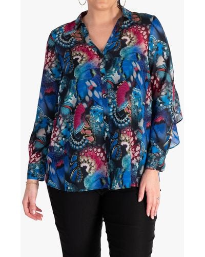 Chesca Butterfly Print Blouse - Blue