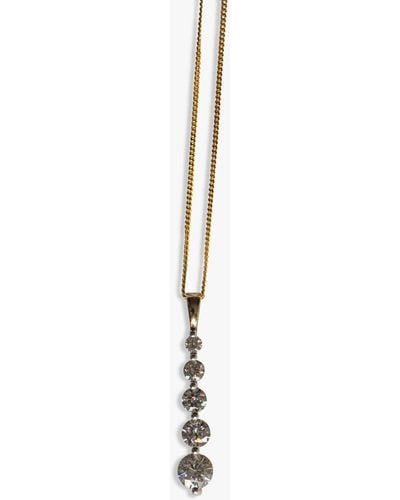 L & T Heirlooms Second Hand 9ct Gold Cubic Zirconia Pendant Necklace - White